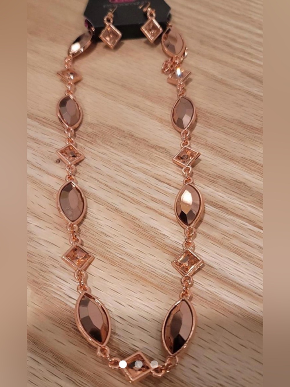 Women’s Rose Gold Marquise & Geometric Crystal Necklace & earring set nwt